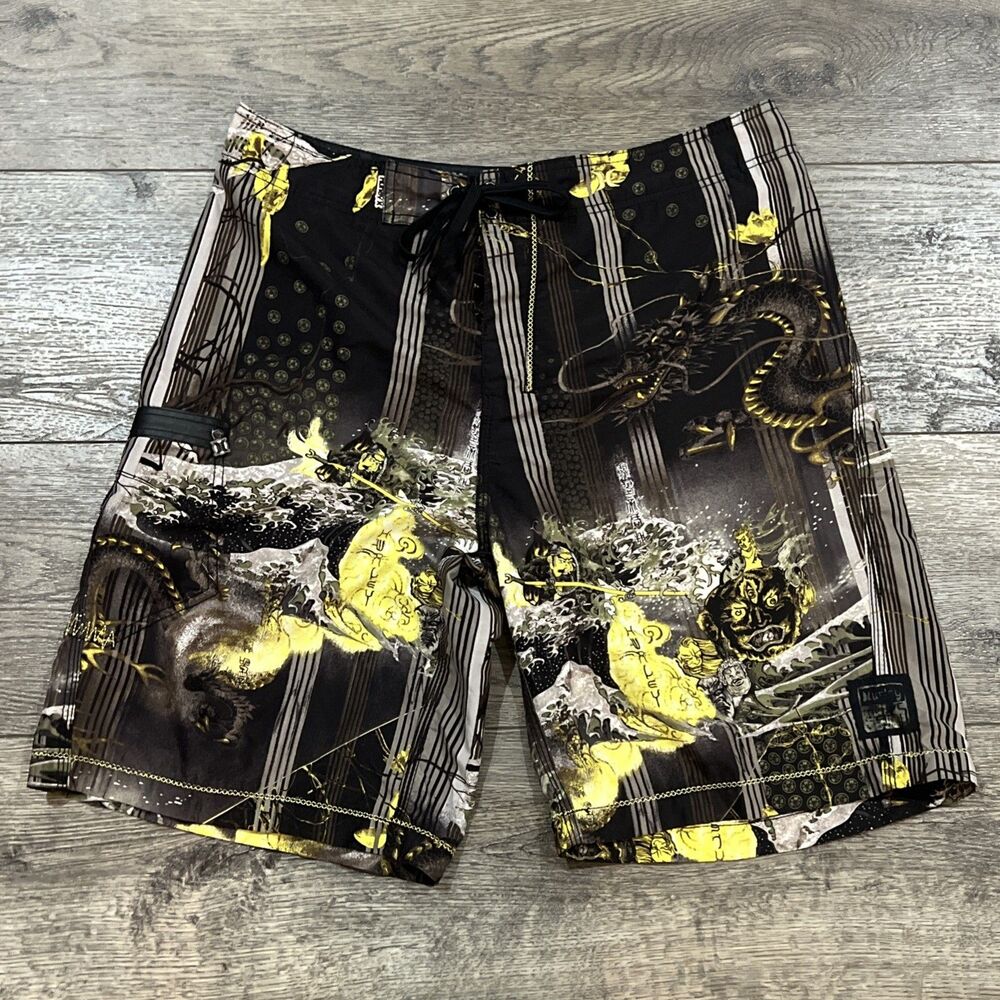 Vintage Y2K Hurley Japanese Inspired Dragon Board Shorts Surf Swim - Men’s 36